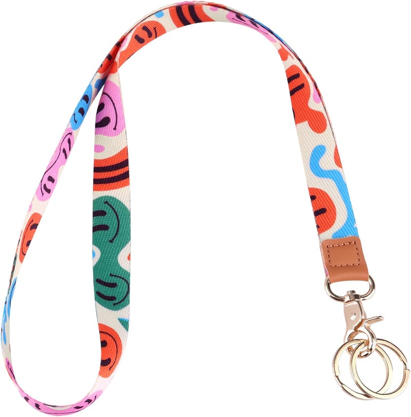 Knagsfa Lanyards for Keys, Neck Lanyards for ID Badges with Metal Hook, Cute Keychain Lanyard for Women, Colorful Smile - Image 1